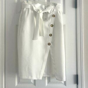 Brand New with Tags - White Button Front High Waisted Skirt - Size US 8